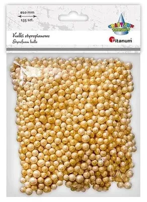 Immagine prodotto di Sfere di polistirolo 5/7 mm, 135 pezzi, dorate - Titanum
