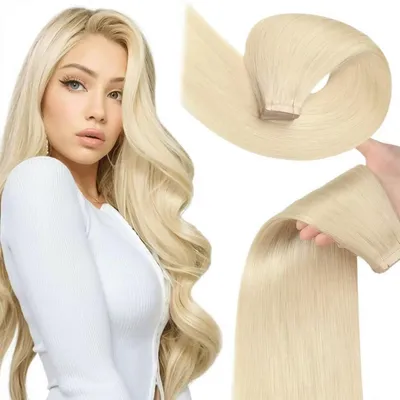 Obrázek produktu pro Páskové prodlužování vlasů, přírodní blond, 20 kusů, 40 cm, 40 g, Remy, neviditelné pásky