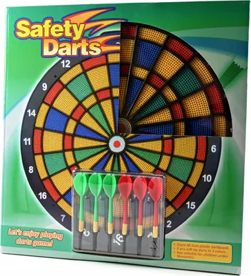 Produktbild von Große Dartscheibe 40cm - Komplettset mit 6 Soft-Tip Pfeilen & Spitzen für Familienspaß