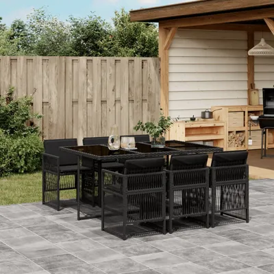 Produktbild von Stabli Möbel Gartenmöbel Set Balkonmöbel-Set 7-tlg. Garten-Essgruppe mit Kissen Schwarz Poly Rattan - Gartenmöbelgarnituren CC5896735 3parcel