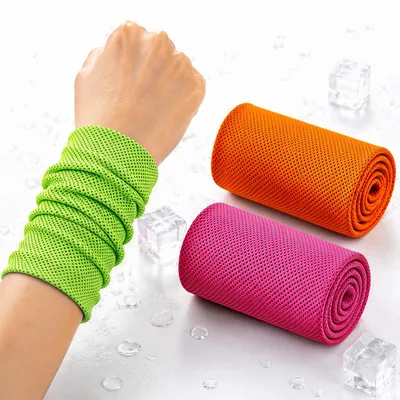 Produktbild von 3 Stück Kühlhandtuch Cooling Towel, Sporthandtuch & Schweißband,schnelltrocknend,als Armband,Stirnband oder Halsband für Fitness,Laufen,Outdoor & Yoga
