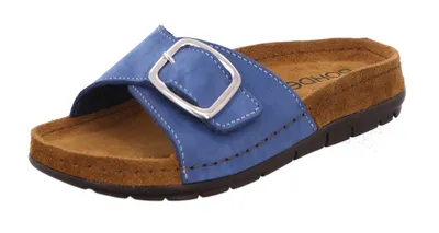 Produktbild von Rohde Damen Pantolette Leder Klettverschluss Memoryfußbett Rodigo-D 5875, Größe:38 EU, Farbe:Blau