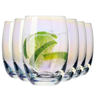 Produktbild von KROSNO Elite Rainbow Wassergläser 6er-Set 440 ml – handgemachte bunte Glas-Trinkgläser für Wasser, Säfte & Getränke, stilvolles Design für Tisch & Küche