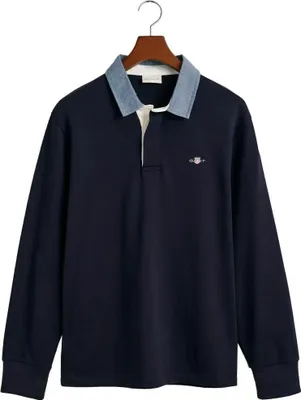 Image de Gant 2004082 Polo à manches longues Bleu L Homme Bleu L