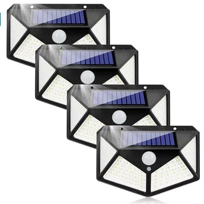Solar-Leuchte 100 LED mit Bewegungsmelder, 4er-Set, IP65