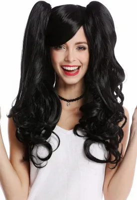 Produktbild von WIG ME UP Perücke Cosplay 2 Zöpfe Schwarz YZF-4379-1