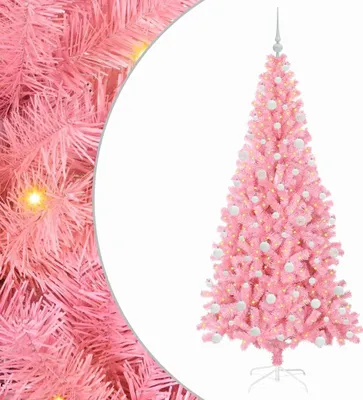 Obrázok produktu pre vidaXL Vianočný stromček s 300 LED diódami so stojanom Ružový 180 cm PVC