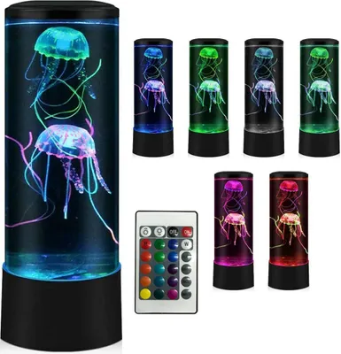 Produktbild von Welikera Nachttischlampe Simulation Quallen Licht, führte Farbwechsel Aquarium USB-Laden, Mit Fernbedienung, L