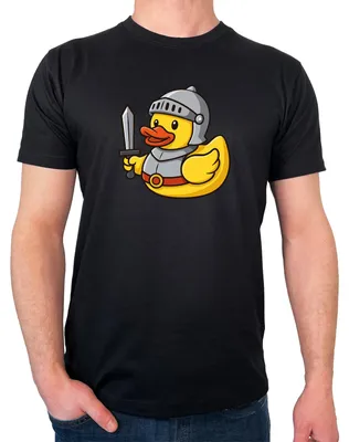 Produktbild von Huuraa Herren T-Shirt Quietscheente Ritter Gummiente Mittelalter M Black Bio Baumwolle Fairtrade Herrenshirt Geschenkidee