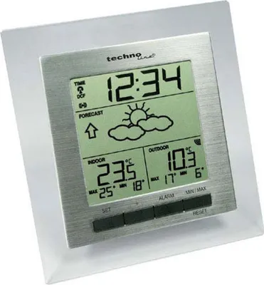 Produktbild von Technoline WS 9136-IT, Edelstahl, Weiß, Innen-Thermometer, Außen-Thermometer, Thermometer, Thermometer, Kunststoff, -9,9 - 37,8 °C