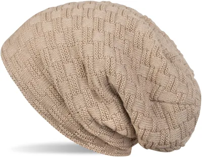 Produktbild von styleBREAKER Feinstrick Longbeanie Mütze mit Flecht Muster und warmem Fleece Innenfutter | Winter Strickmütze Uni elastisch weich bequem warm