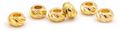 Produktbild von Vintageparts Zwischenperlen Messing 18k Goldbeschichtung verziert rund 3 x 2 mm für Armbänder, 6 Stück