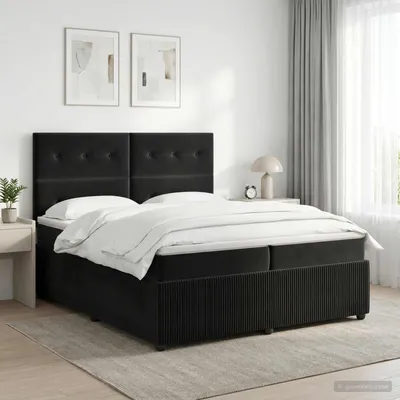 Immagine prodotto di Maison Exclusive - Letto boxspring con materasso nero 200 x 200 cm in velluto