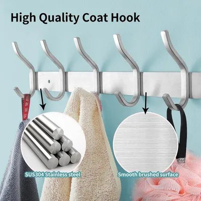 Produktbild von Ibenzoa® Wandhaken aus Edelstahl, 3 Haken – robuste, platzsparende Wandgarderobe für Flur, Bad und Schlafzimmer