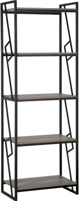 Zdjęcie produktu dla BELIANI Regał ciemnobrązowy czarna metalowa rama 184 x 64 cm 5 półek styl industrialny