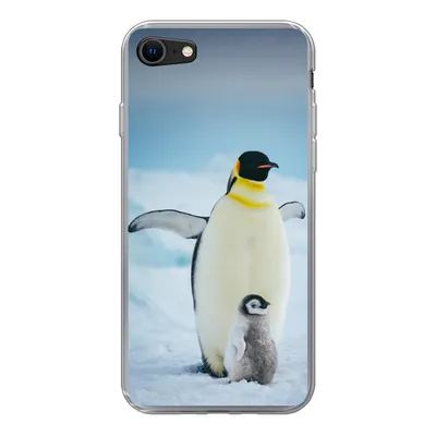 Produktbild von MuchoWow® Handyhülle Schutzhülle Hülle für iPhone 7 Kaiserpinguin mit Jungen Silikon Softcase Handy Hülle - Kartenhalter