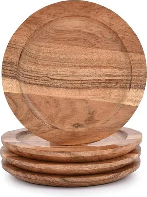 Zdjęcie produktu dla Okrągły zestaw do jadalni z drewna akacjowego – rodzinne kolacje – 2032 cm x 2032 cm x 190 cm.