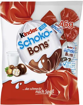 Immagine prodotto di Bonbon al cioccolato per bambini con ripieno di crema al latte confezionati singolarmente 46g