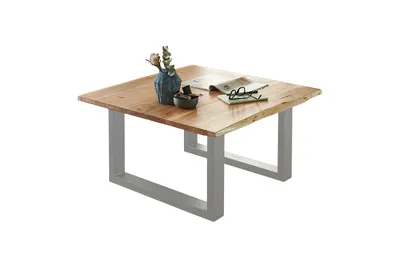 Produktbild von Couchtisch Baumkante massiv Akazie natur 80 x 80 silber NOAH