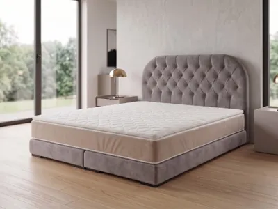 Produktbild von Polsterbett  LEON 4 mit Kopfteil, modernes gepolstertes Bett in 90 x 200 cm Farbe: Hellbraun