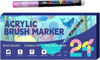 Productafbeelding van Acrylmarkers Penseelpunt - Verf Markers - Creatief Tekenen - Zachte Mengbare Punt - 16 x 15 x 2 cm