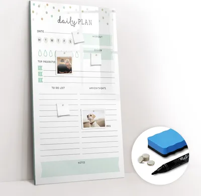 Produktbild von Magnetpinnwand Memoboard - Zubehörsatz - Schwarzer Marker + Schwamm + Magnete - 60 x 120 cm - Tagesplan