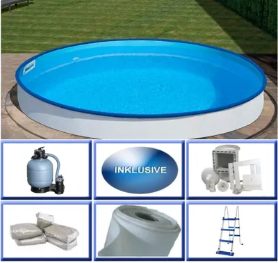 Produktbild von GRE Stahlwandbecken Set Berry rund ø 3,50m x 1,20m Super Komplettset Pool Rundpool / 350 x 120 cm Stahlwandpool Rundbecken Poolset