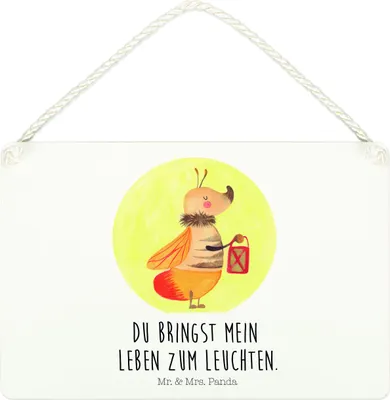 Produktbild von Mr. & Mrs. Panda Schild Glühwürmchen DIN A4 - Weiß - Geschenk, Holzschild, Türschild, Lustige Sprüche, Lieblingsmensch, Jahrestag, holzbild, wandhänger, Liebe