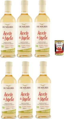 Produktbild von De Nigris Aceto di Mele, essig Apfelessig, Keine Farbstoffe – keine Konservierungsstoffe, Säuregehalt 5 %, 6x 500 ml + Italian Gourmet polpa 400g