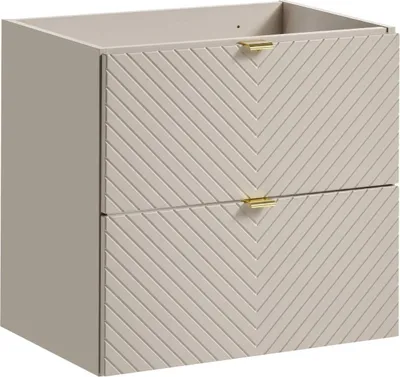 Obrázek produktu pro Skříňka pod umyvadlo 60 cm se 2 zásuvkami – kašmírová matná, frézovaná do vzoru rybí kosti