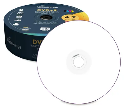 Produktbild von MediaRange MR408 , 4,7 GB, DVD+R, 25 Stück(e), 16x, Tortenschachtel