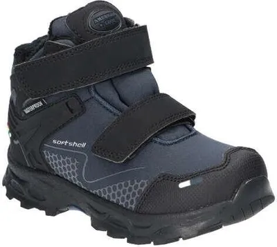 Produktbild von American Club Hl10323 Kinder Winterstiefel Softshell mit Klettverschluss | Gefüttert mit Fleece | Wasserdicht, Rutschfest & Warm | hochwertig Winterschuhe Dunkelblau 28