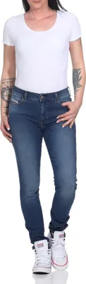 Produktbild von Diesel Damen Jeans D-Roisin Röhrenjeans Super-Skinny Regular Waist Farbe: Blau 085AB, Größe: W27 L32