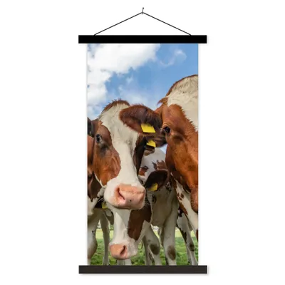 Produktbild von MuchoWow® Textilposter Kühe - Tiere - Wiese - Natur 60x120 cm mit schwarzem Rahmen - Magnete