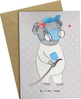 Produktbild von Mr. & Mrs. Panda babykarte Lackiererin Herz - Grau Pastell - Geschenk, dankeskarten, weihnachtskarten, Ausbildung, einladungskarten, hochzeitskarten, Gesellenprüfung
