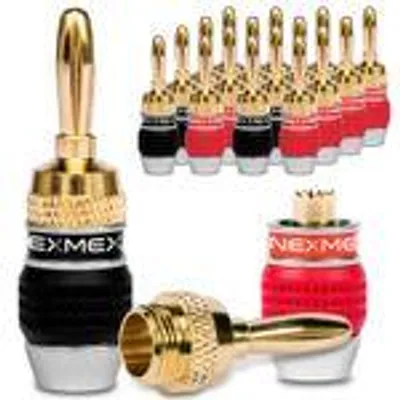 Produktbild von Bananenstecker 18 Stück NEXMEX High End 24K vergoldet Stecker für Kabel bis 6mm²