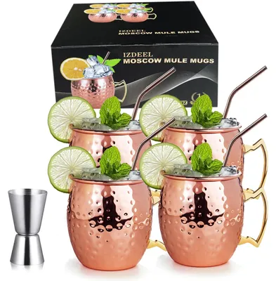 Moscow Mule Kupferbecher-Set, 4x 550 ml, Edelstahl