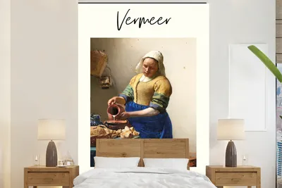 Produktbild von MuchoWow® Fototapete für Wohnzimmer oder Schlafzimmer Wandtapete Vinyl Motivtapete Das Milchmädchen - Johannes Vermeer - Alte Meister - 170x260 cm - Wohnzimmertapete