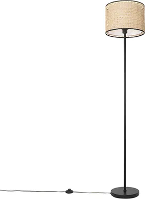 Produktbild von Land Stehlampe Schwarz mit Rattanschirm Kata