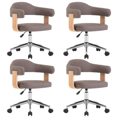 Image de Chaises pivotantes à manger lot de 4 taupe bois courbé et tissu