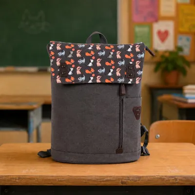 Produktbild von Biggdesign Dogs Vintage Laptop Rucksack für Frauen, wasserdichte Arbeitstasche mit Laptopfach, Reiserucksack, Schulcomputerrucksack, 15 Zoll Laptop und Notebook, Anti-Diebstahl, grau