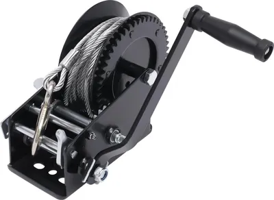 Image de Treuil manuel - Treuil pour bateau/remorque - Force de traction 1 500 kg - Câble en acier de 10 m - Rapport de transmission 4:1 et 8:1 - Noir