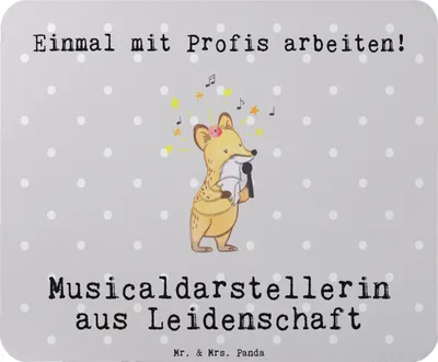 Produktbild von Mr. & Mrs. Panda Mauspad Musicaldarstellerin Leidenschaft - Grau Pastell - Geschenk, Mouse Pad, Mousepad, pc, laptop