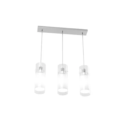 Image de Cilinder Suspension Contemporaine Métal Chrome Verre Satiné 3 Lumières E27