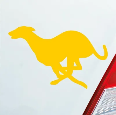 Produktbild von Auto Aufkleber Windhund Hund Dog Animal Tier 12x7,5 cm Gelb Sticker Heckscheibenaufkleber