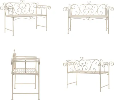 Zdjęcie produktu dla vidaXL Ławka ogrodowa 132 cm metalowa antyczna biel - Ławka ogrodowa - Ławki ogrodowe - Ławki zewnętrzne - Ławki zewnętrzne