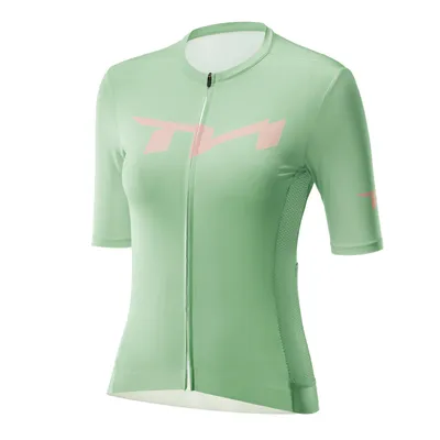 Produktbild von ROCKBROS TVI Damen Fahrradtrikot Kurzarm Komfort Atmungsaktiv Radtrikot mit 3 Taschen Outdoor Grün EU gr. S