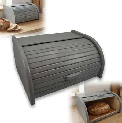 Zdjęcie produktu dla CHLEBAK drewniany duży SZARY 40 x 29 x 18 cm pojemnik na pieczywo