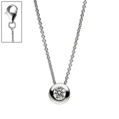 Produktbild von JOBO Collier Kette mit Anhänger rund 925 Sterling Silber 1 Zirkonia 42 cm Silberkette