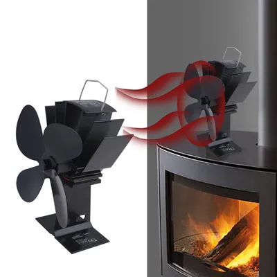 Produktbild von Effizienter, stromloser Kaminventilator aus Aluminium, schwarz, mit 4 Lüfterblättern – leise, energiesparend & für Temperaturen 65°C bis 345°C